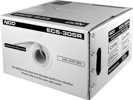 NOD U/UTP Кат.6 (Gigabit) Мрежов Кабел Ethernet Без Конектори 305м Сив