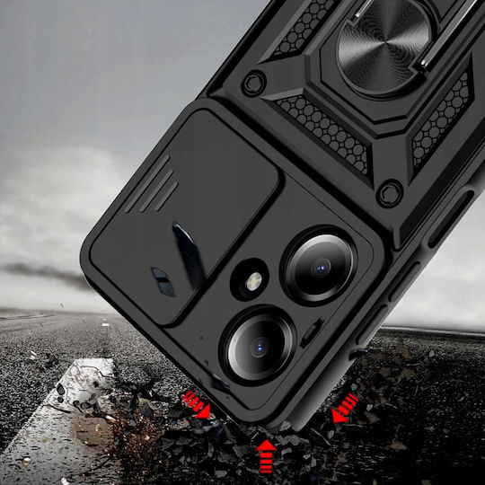 Hurtel Hybrid Back Cover Silicon / Plastic Negru (Redmi 13C 5G)
