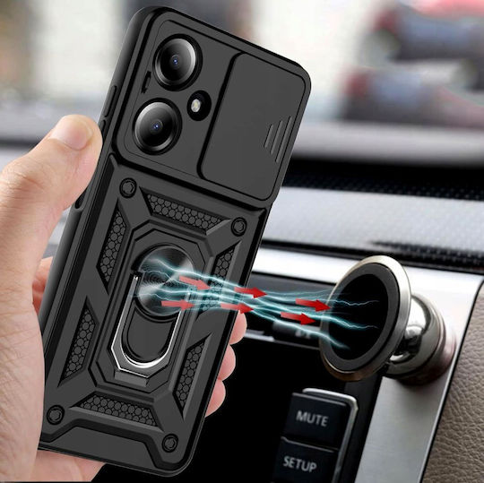 Hurtel Hybrid Back Cover Silicon / Plastic Negru (Redmi 13C 5G)