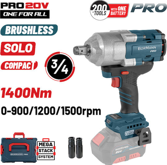 Bormann Pro BBP5391CA Brushless Battery Impact Wrench 20V Solo with 3/4" Bit Size