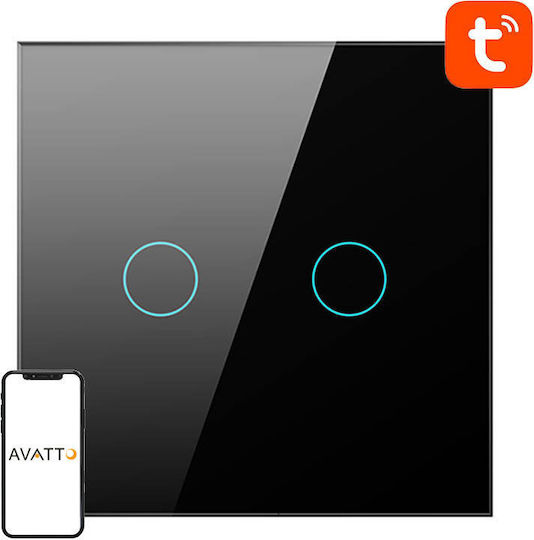 Avatto Recessed Touch Wall Switch Wi-Fi Lighting Two-Way with Frame Black