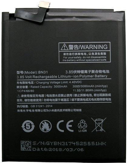 Maxlife BN31 Compatible Replacement Battery 3080mAh for Mi A1 / Mi 5X / Redmi Note 5A / 5A Prime