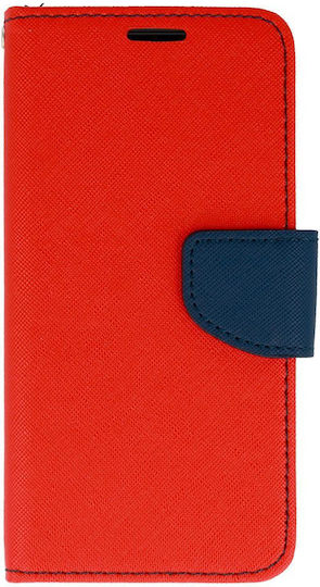 Diary Wallet Piele / Tesatura / Silicon Roșu (Galaxy S23 Ultra)