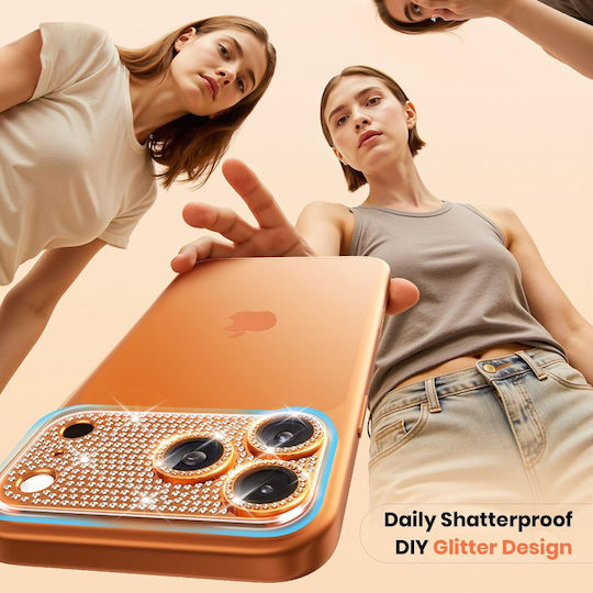 Orso Full Cover 9h Camera Protector Diamonds Rose Gold Iphone 17 Pro Max