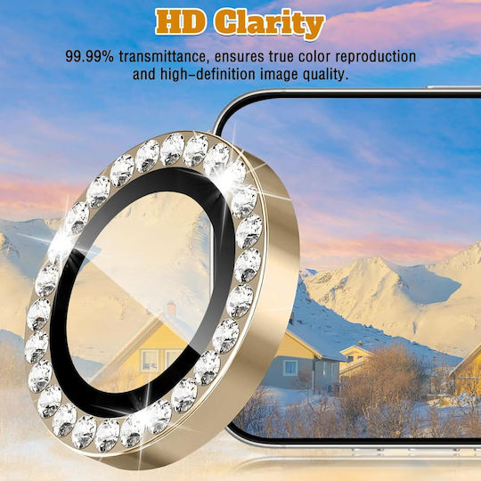Orso Objektiv Kameraschutz Gehärtetes Glas Gold Diamanten Für Iphone 17 16 16 Plus