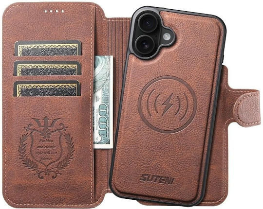 Suteni Q05 Magsafe Wallet Detachable Silicone Case Brown Apple Iphone 17