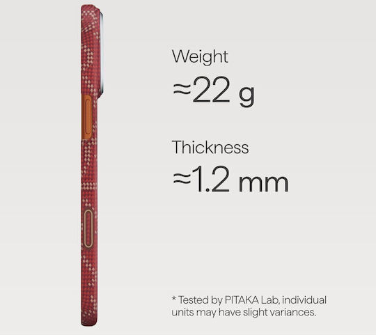 Pitaka Case Iphone 17 Pro Max Ultra-slim Pitatap Monogram-gold/red