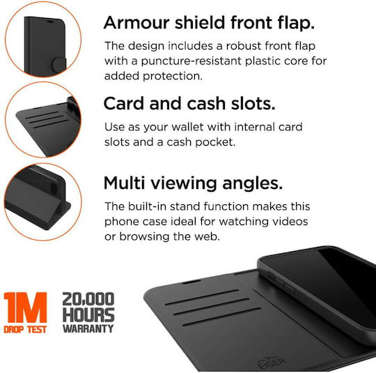 Eiger Back Cover Plastic / Leather Black (iPhone 16 Plus)