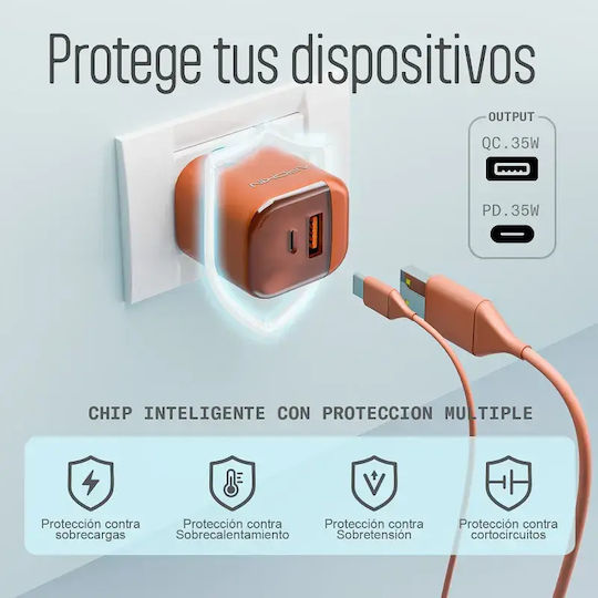 Apokin Charger and Cable USB-C - USB-C 35W Power Delivery Orange (U028)