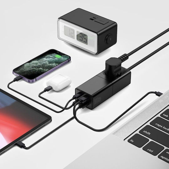 Wiwu Charging Stand GaN with 2 USB-A Ports and 2 USB-C Ports 100W Power Delivery in Black color (S004)