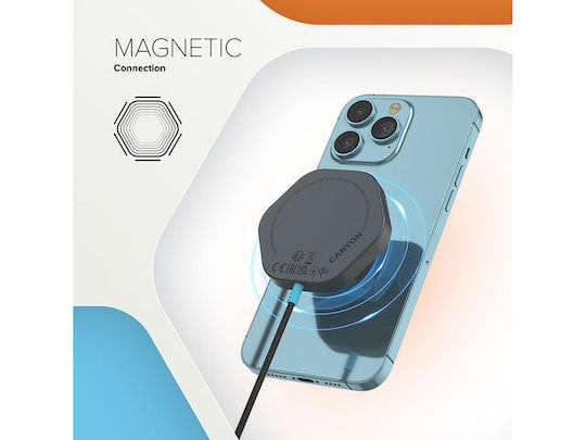 Canyon Ασύρματος Φορτιστής (Qi Pad) και Καλώδιο USB-C 15W Power Delivery Μαύρος (Hexagon 110)