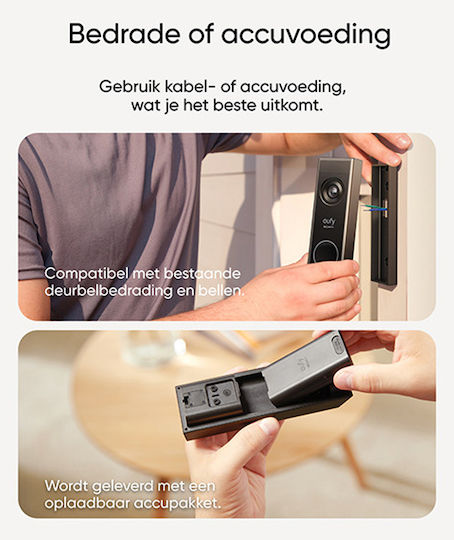 Eufy E340 Wireless Doorbell Wi-Fi Compatible with Alexa Black