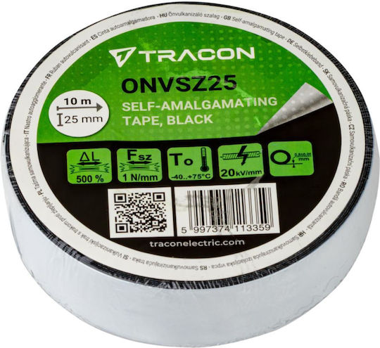 Tracon Electric Bandă Izolatoare De Izolare 25mm x 10m Neagră