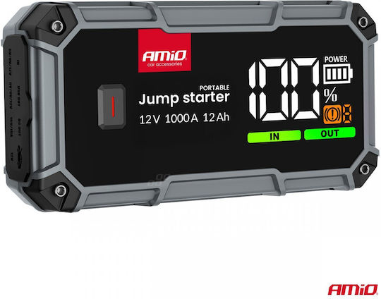 Amio Starter Portabil Baterie 3 în 1 Tip Jump Starter Lumină Led Powerbank Tensiune de Operare 12v Capacitate 12ah 500-1000a Pentru Autoturisme 1 Buc 04676/am 04676/am