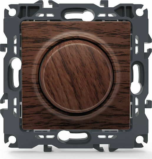Aca Prime Χωνευτός Διακόπτης Dimmer χωρίς Πλαίσιο Universal Περιστροφικός 800W σε Καφέ Χρώμα