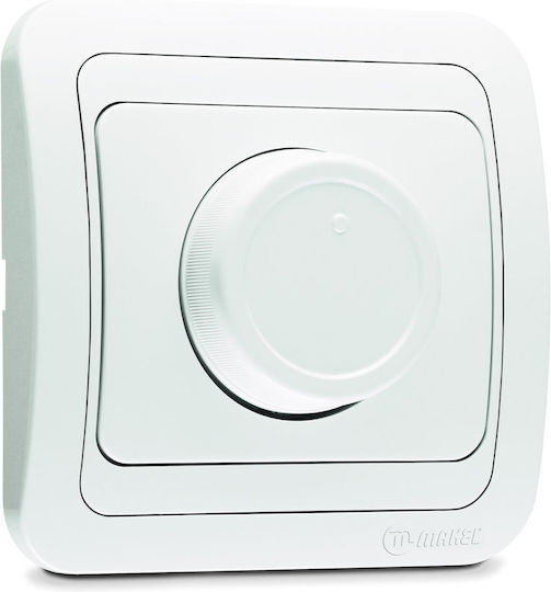 Makel Mimoza Recessed Dimmer Switch with Frame Classic Rotary 600W in White Color