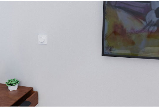 Tesla Επιτοίχιος Διακόπτης Dimmer με Πλαίσιο LED Περιστροφικός 300W σε Λευκό Χρώμα