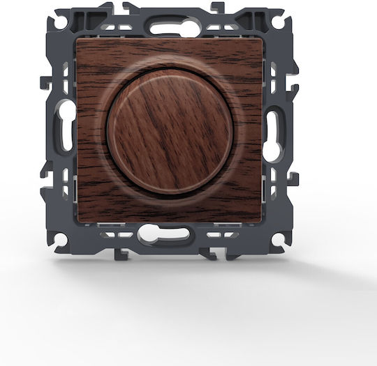 Aca Prime Χωνευτός Διακόπτης Dimmer χωρίς Πλαίσιο Universal Περιστροφικός 800W σε Καφέ Χρώμα