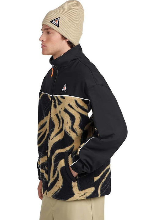 Herren Fleecejacke Schwarz Beige