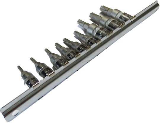 Jonnesway Torx Socket Set Hole 1/4" 3/8" T10-t50 9pcs S08h23ts9s