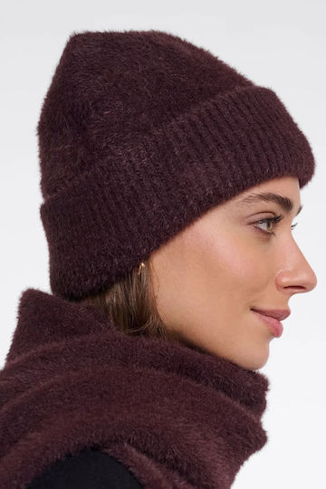 Unisex Beanie Strickmütze in Burgundischer Farbe