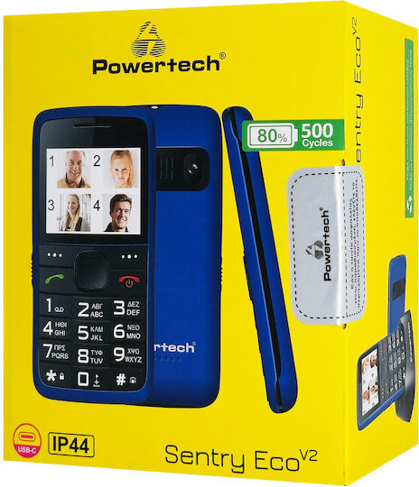 Powertech Sentry Eco Dual-SIM Handy mit Großen Tasten Blau