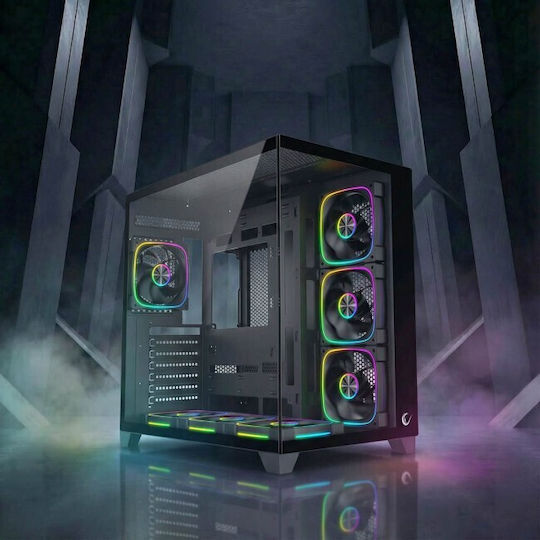 Rampage Sealite Black Gaming Midi Tower Computer Case with Side Window and ARGB Lighting Black