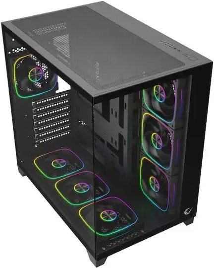 Rampage Sealite Black Gaming Midi Tower Computer Case with Side Window and ARGB Lighting Black