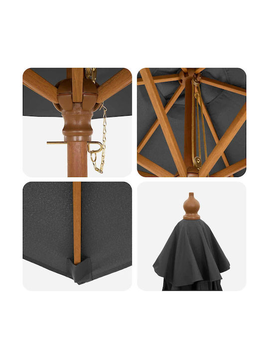 Wooden Grey Parasol 2.37x2.37xH2.37m