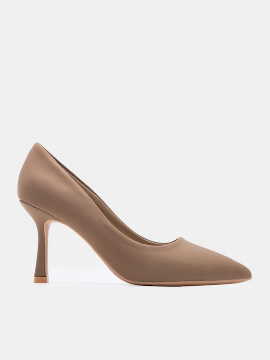 Spitze Zehe Pumps mit Hochem Absatz Beigemuster