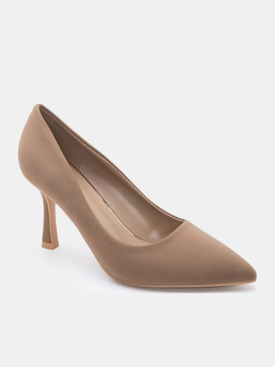 Spitze Zehe Pumps mit Hochem Absatz Beigemuster