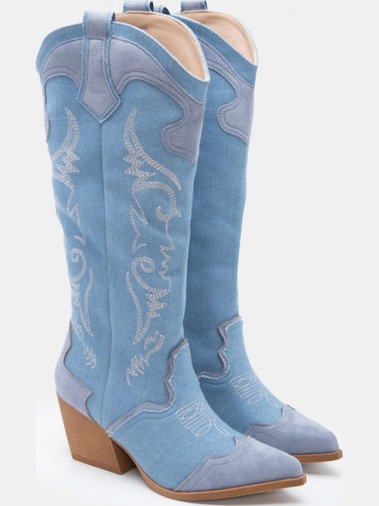 Women's Boots Cowboy with Medium Heel Blue