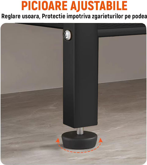 Organizatoare Pantofi Metalică Cu 4 Rafturi Neagră L80xA28xÎ75cm