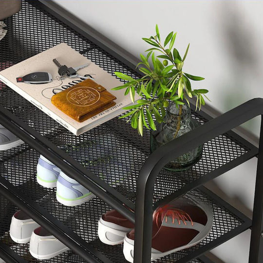 Organizatoare Pantofi Metalică Cu 4 Rafturi Neagră L80xA28xÎ75cm