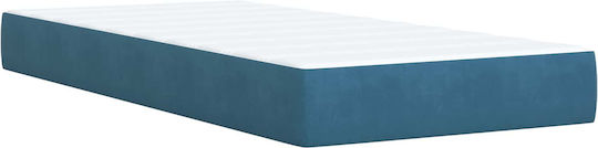 Single Bed Upholstered with Velvet Dark Blue with Slats & Mattress 100x200cm
