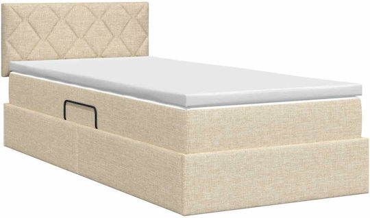 Wandbett Einzel mit Stoff Beige mit Lattenrost & Matratze 100x200cm