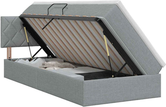 Wall Bed King Size Upholstered with Velvet Light Grey with Slats and Mattress 200x200cm