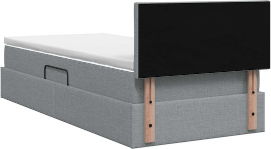 Wall Bed King Size Upholstered with Velvet Light Grey with Slats and Mattress 200x200cm