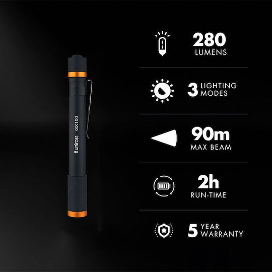 Uniross LED Flashlight IPX4 with Maximum Brightness 280lm