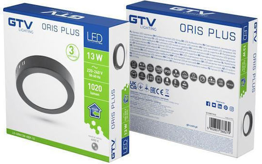 Gtv LED Natürliches Weiß Decken- und Wandleuchte in Schwarz Farbe