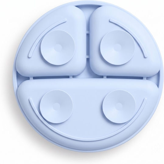 Bocioland Farfurie pentru copii din silicon albastră