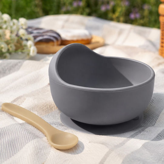 Bocioland Bol pentru copii pentru mâncare din silicon gri