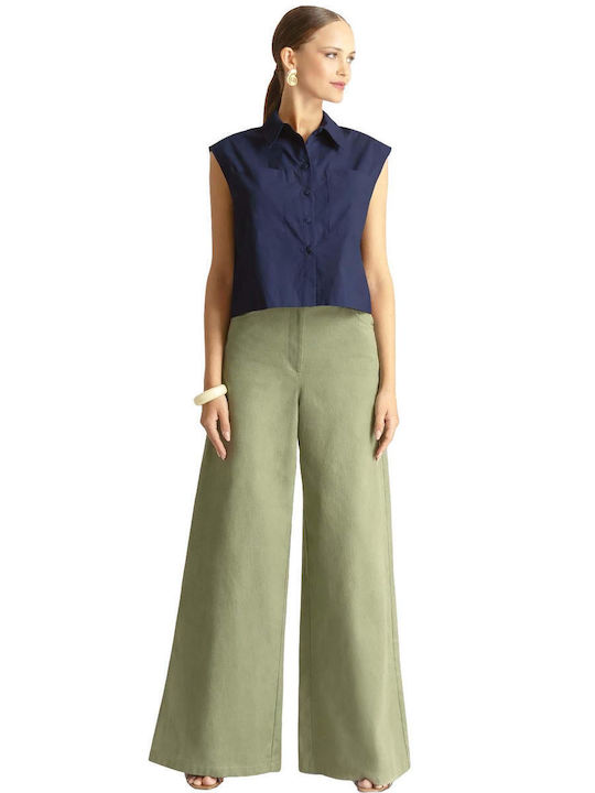 Sleeveless Women's Denim Shirt Navy