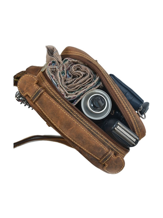Geantă bărbătească din piele de umăr / tip crossbody maro