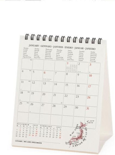 Legami Milano Vintage Maps Tägliches Schreibtisch Kalender 2027 12x14,5cm