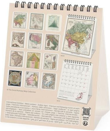 Legami Milano Vintage Maps Tägliches Schreibtisch Kalender 2027 12x14,5cm