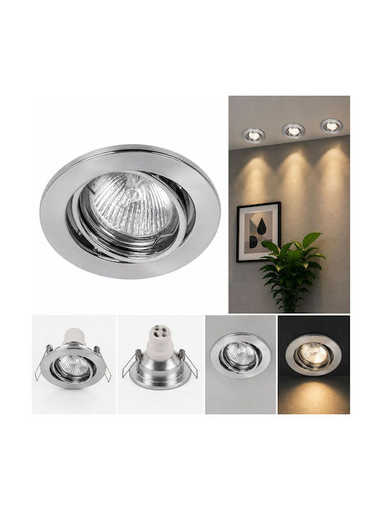 Cadru Metalic Rotund pentru Spot GU10 Argintiu 3x3cm