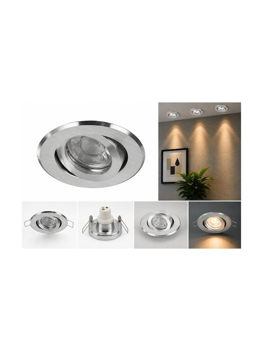 Cadru Metalic Rotund pentru Spot GU10 Argintiu 2x2cm