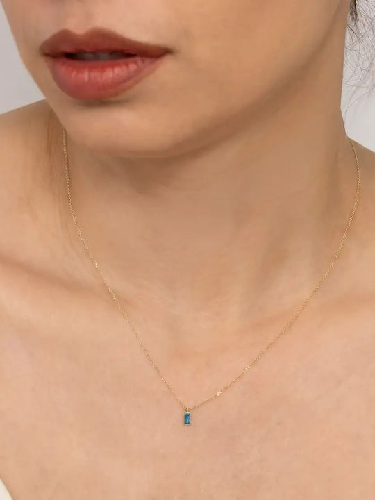 Gold Halskette mit Zirkon Türkis