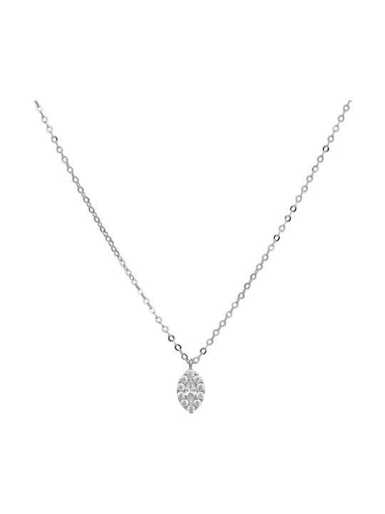 Necklace from White Gold 9K with Zircon
